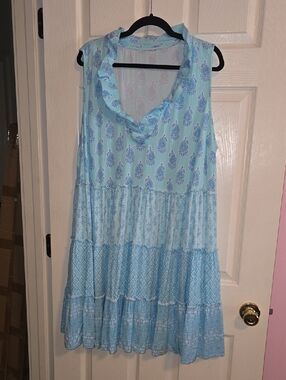 Light Blue Tiered Sleeveless Summer Dress‎